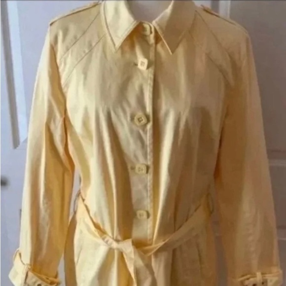 Spring jacket coat womans size 16 Apostophe stretch yellow belted/lined - Picture 1 of 9